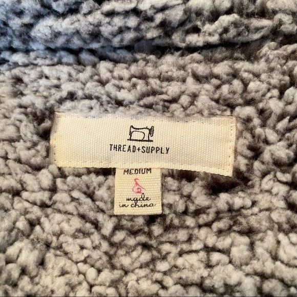 Thread & Supply Sherpa Lined Windowpane Cardigan - M - Picture 4 of 10